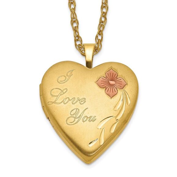1/20 Yellow Gold Filled 20mm Enameled I Love You Heart Locket Necklace